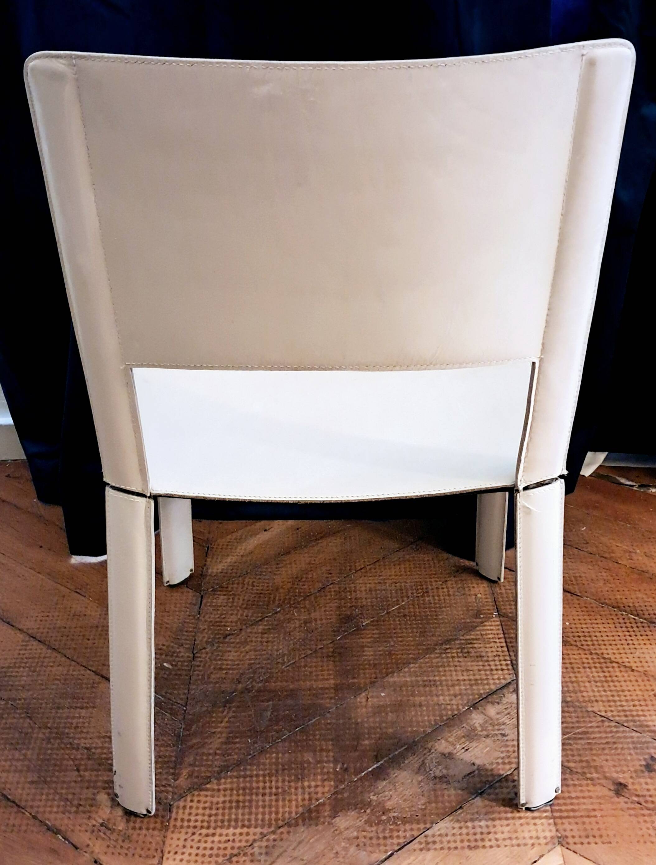 White leather chair. Cidue. Italy. 1980s.