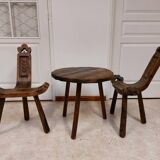 Coffee set coffee table and tripod low chairs - Spanish brutalist design - 1950s