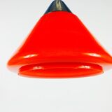 Suspension in red glass and chrome by Peill and Putzler, 1970, Germany