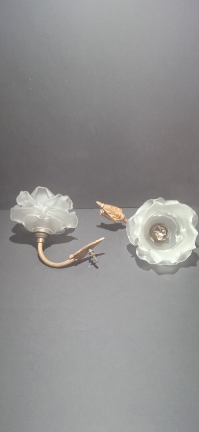 Vintage glass flower wall lamps