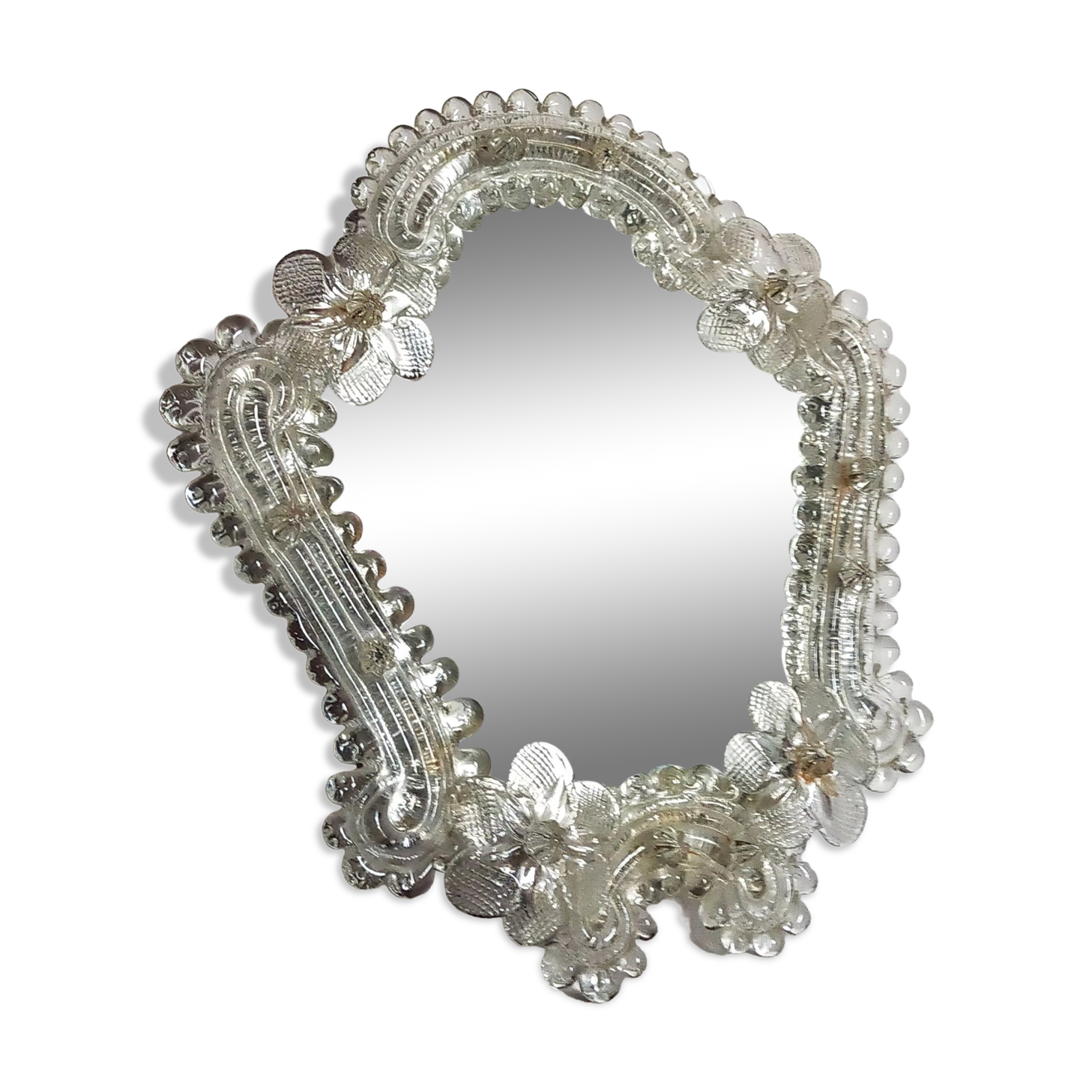 Venetian mirror 22cm X 24 cm Murano glass to pose 50s