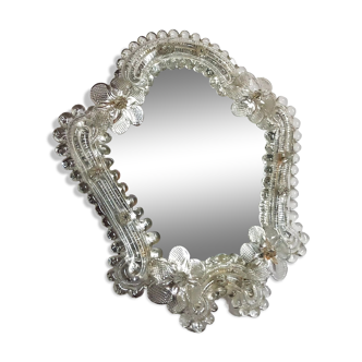 Venetian mirror 22cm X 24 cm Murano glass to pose 50s