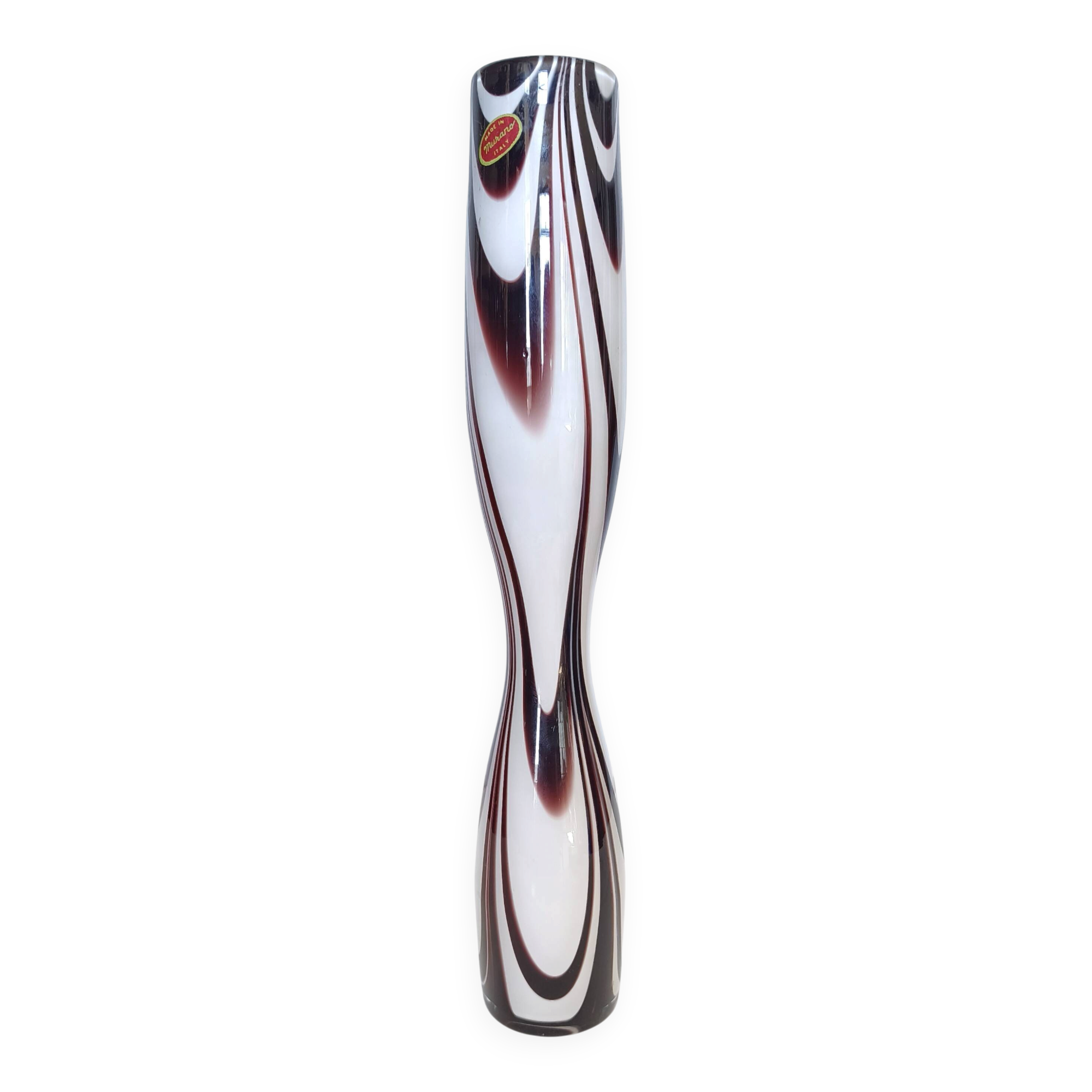 Purple and White Murano Glass Vase “Wave” by Carlo Moretti, Italy 1970s