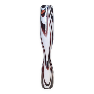 Purple and White Murano Glass Vase “Wave” by Carlo Moretti, Italy 1970s
