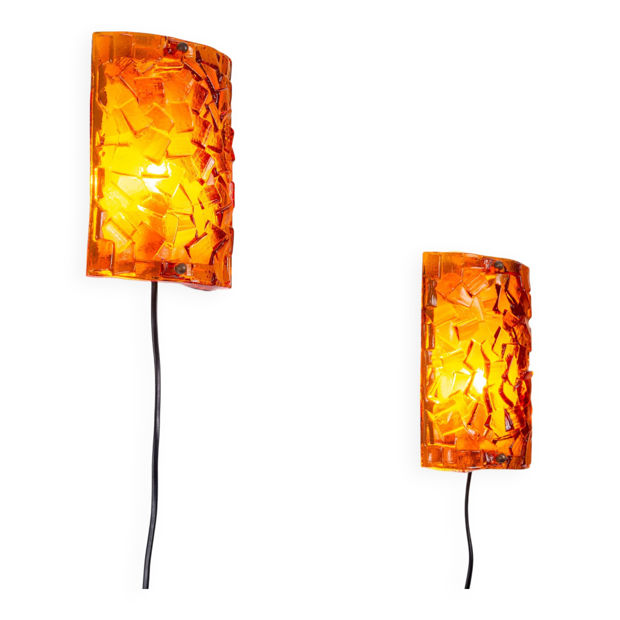 Vitrika Nybro amber coloured wall lamps