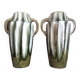 Pair of Art Deco vases in glazed earthenware with white drips on a green background
