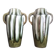 Pair of Art Deco vases in glazed earthenware with white drips on a green background