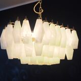 Vintage Italian chandelier - opaline Murano glass