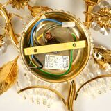 1970s brass crystal glass floral wall lamp by Ernst Palme unused condition