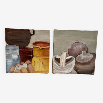 Set of 2 small still lifes