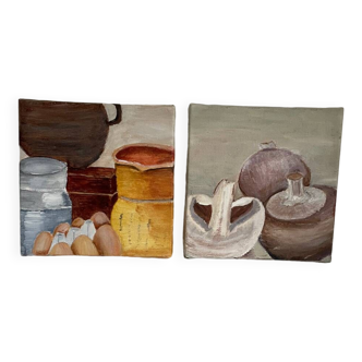 Set of 2 small still lifes