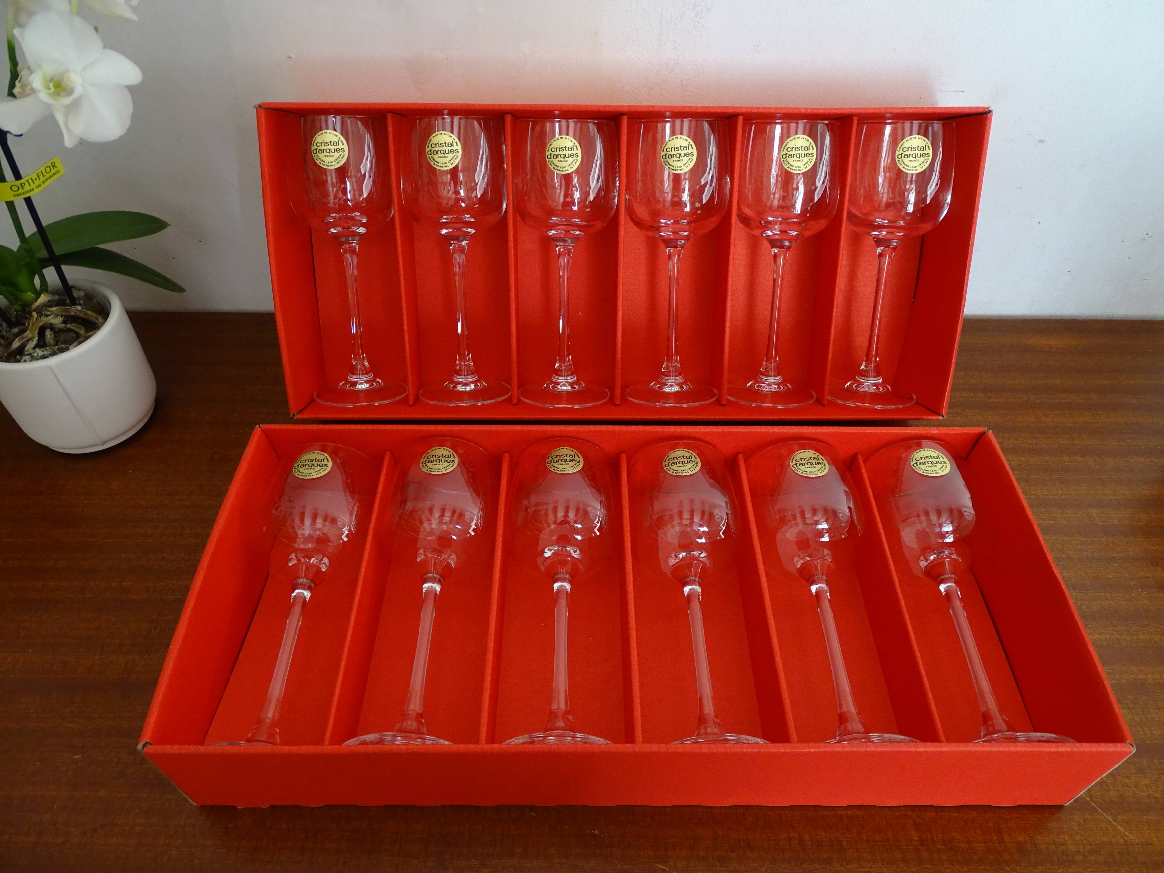 12 glasses of Arques crystal wine model Briançon 12 cl in boxes