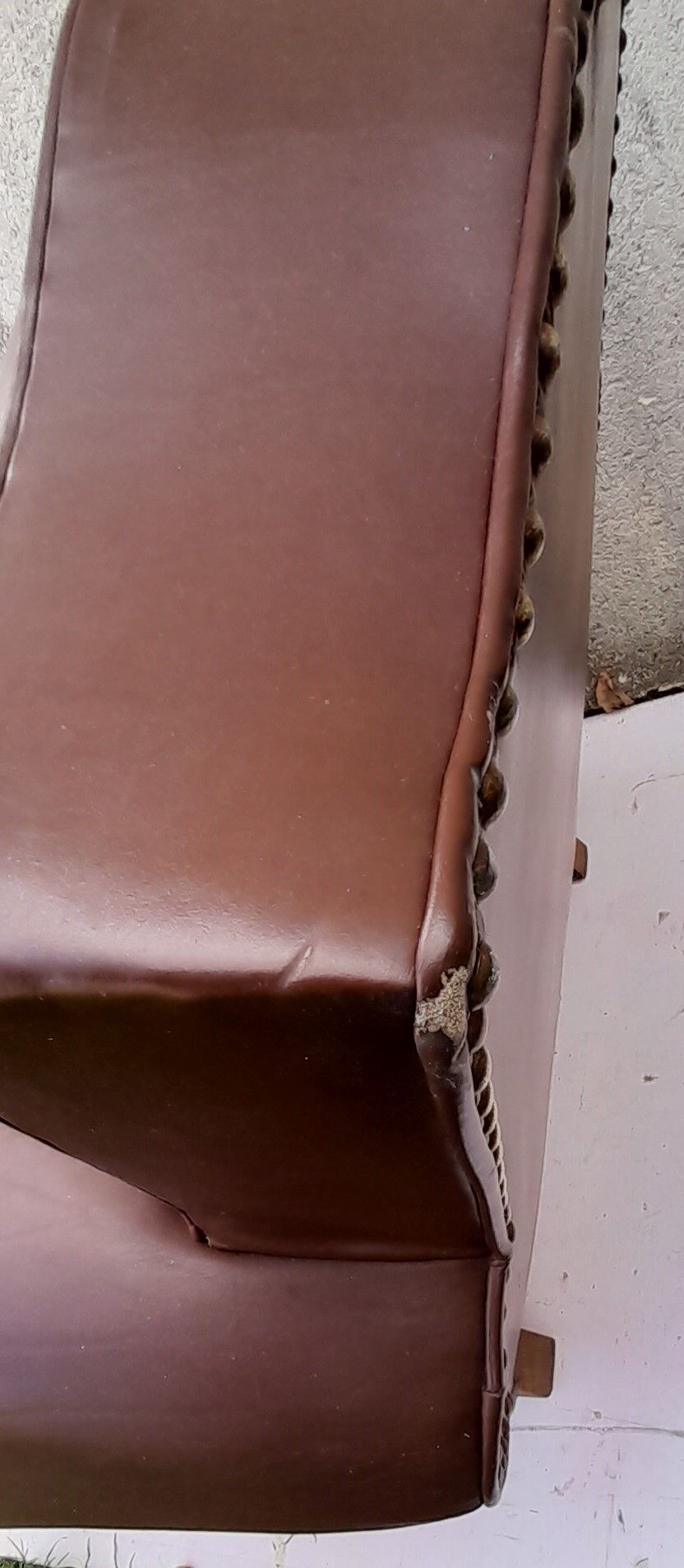 Club armchair in brown skai back mustache