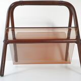 Vintage bamboo and Plexiglas 1970 magazine holders