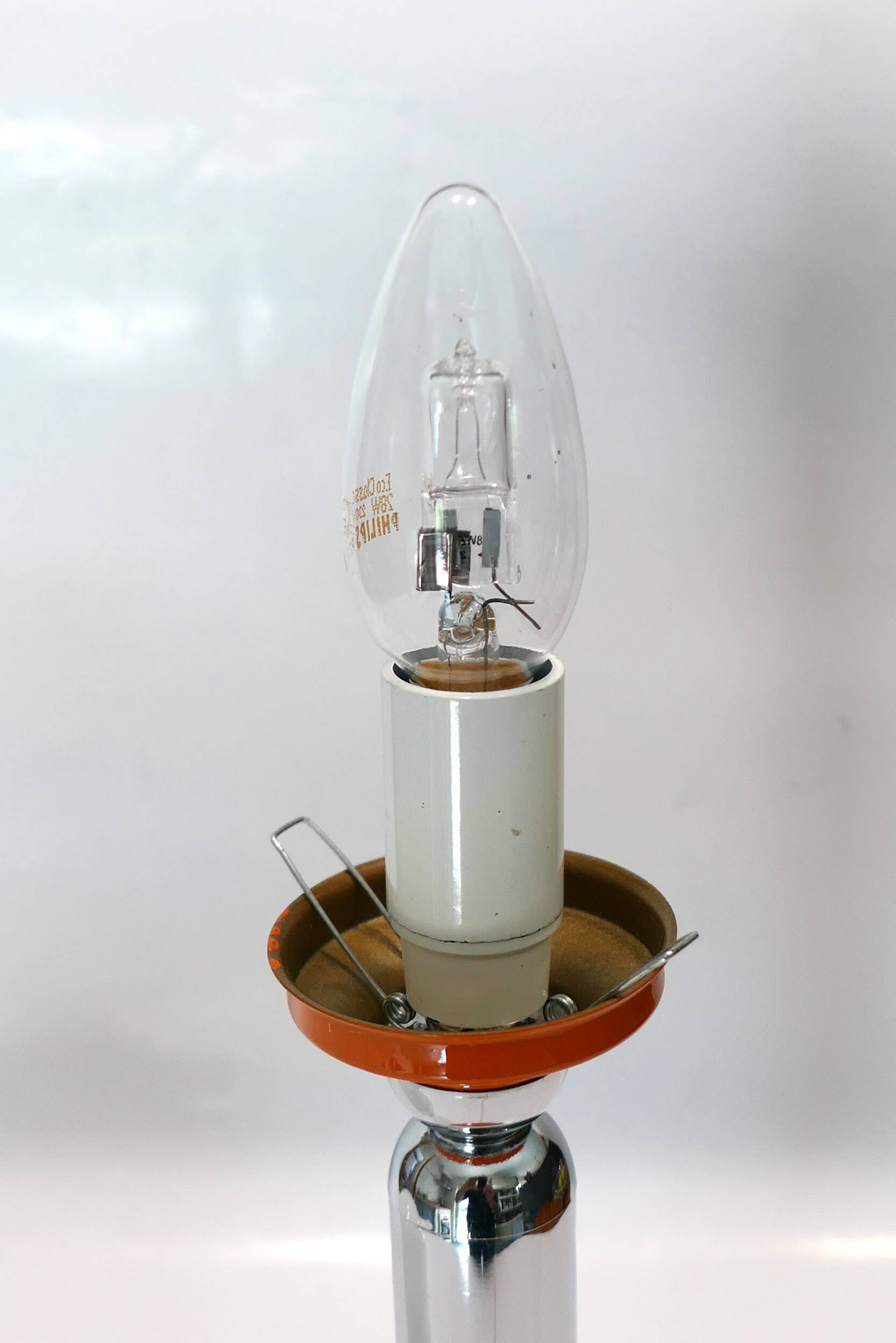 1970s chrome and orange table lamp design