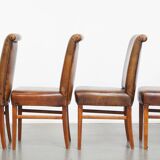 Set of 4 Sheepskin Leather Dining Chairs