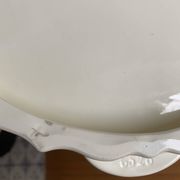 Plat à tarte vintage en faïence à anses – motif floral japonisant