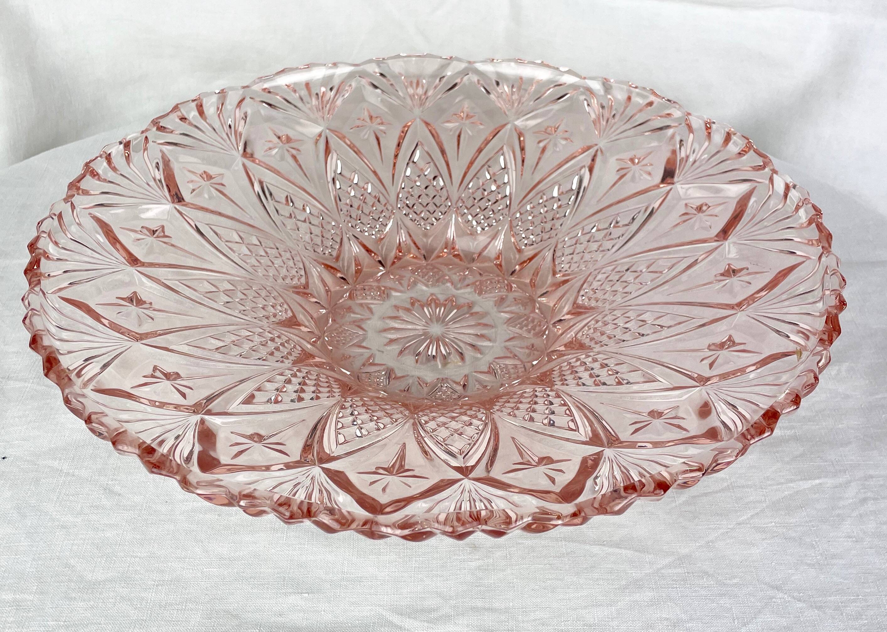 Pink glass compote dish from the 1940s