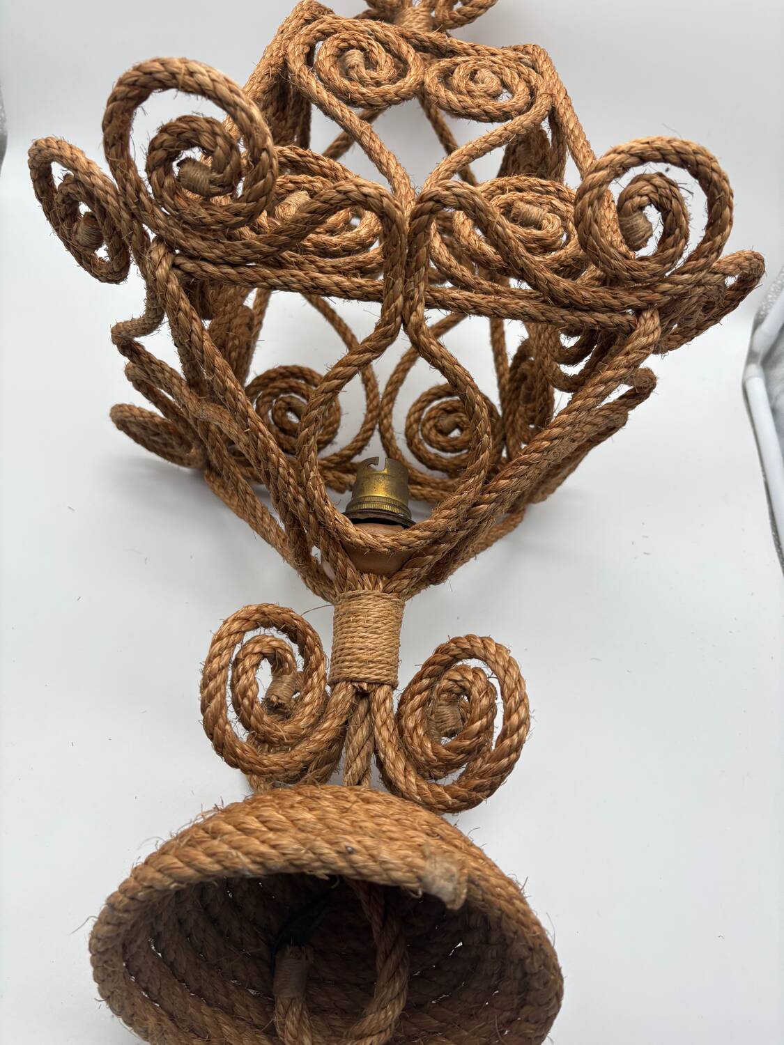 Audoux Minet rope lantern pendant light, 1950s
