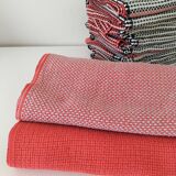 Nappe et 12 serviettes corail et gris Esprit rétro scandinave années 60