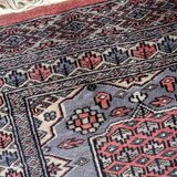 Handmade vintage Uzbek Bukhara rug 64cm x 94cm 1950s