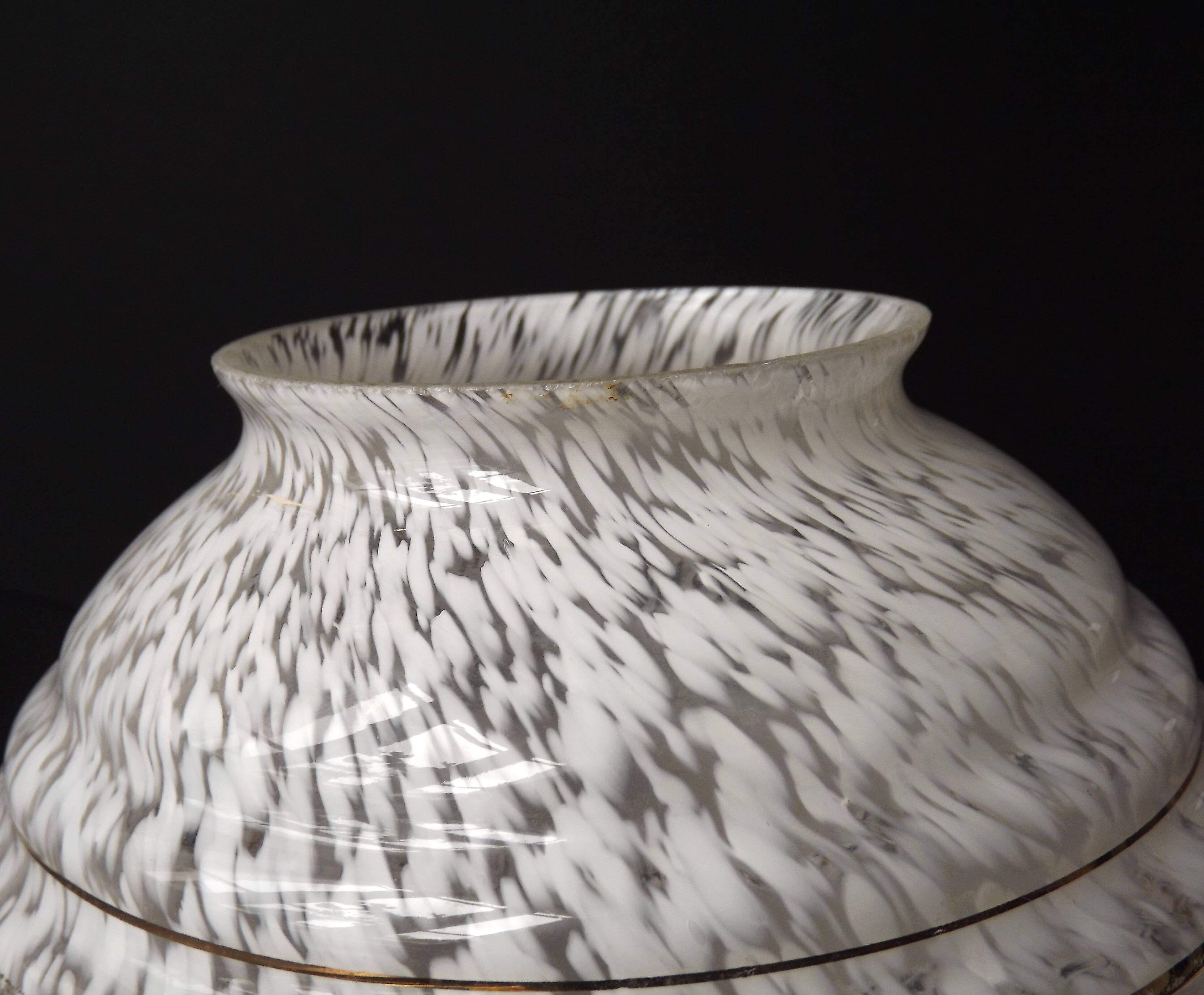 Large French Vintage White and Gold Clichy Glass Replacement Light Shade