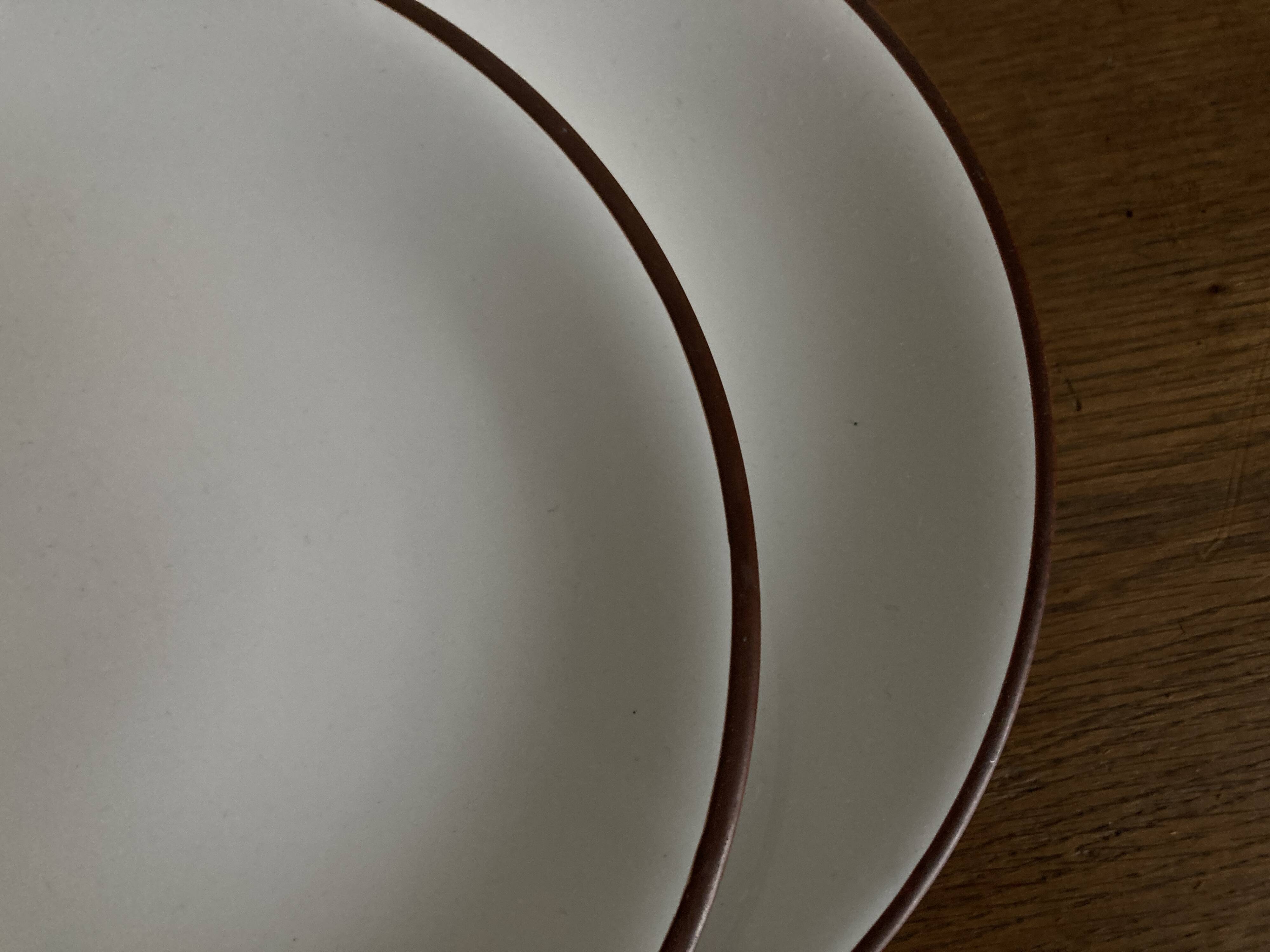 Set of 8 Scandinavian KMK enamelled earthenware dessert plates 1965