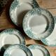 Set of 8 vintage flat plates in iron earth, model Narcisses de Saint Amand (LOT1)