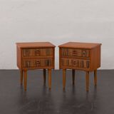 Mid-century teak bedside tables with rosewood inlays, Denmark 1960s