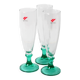 Set of 3 Vintage Green Stem Champagne Flutes: Bormioli Rocco Harmonia, 1990