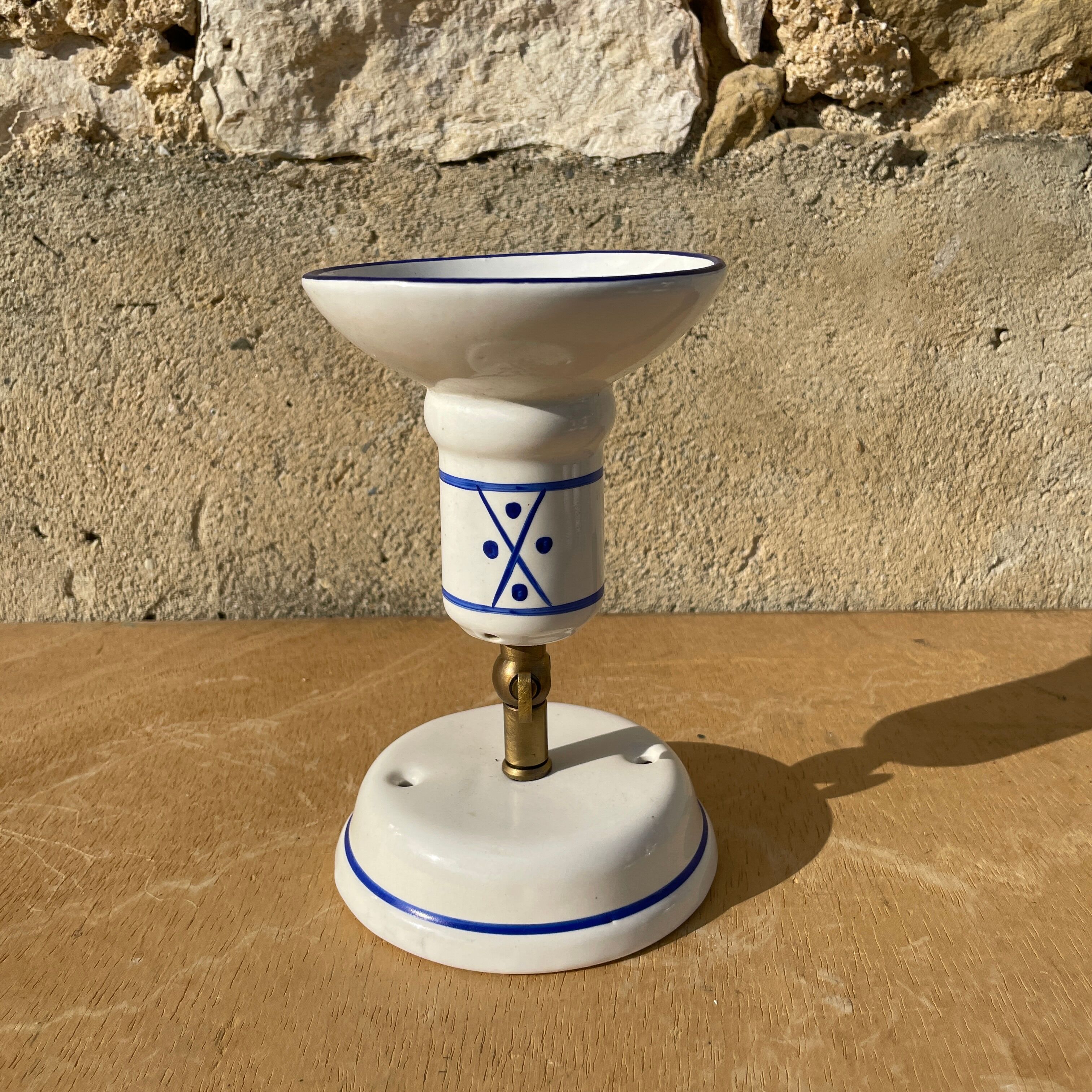 4 faience and brass ball and ball wall lamps - made in Italy
