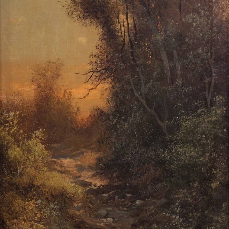 Italian painting signed Marko forest landscape from 19th century