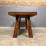 Brutalist oak seventies side table coffee table bench