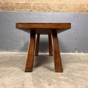 Table d'appoint brutaliste en chêne des années 70, table basse, banc