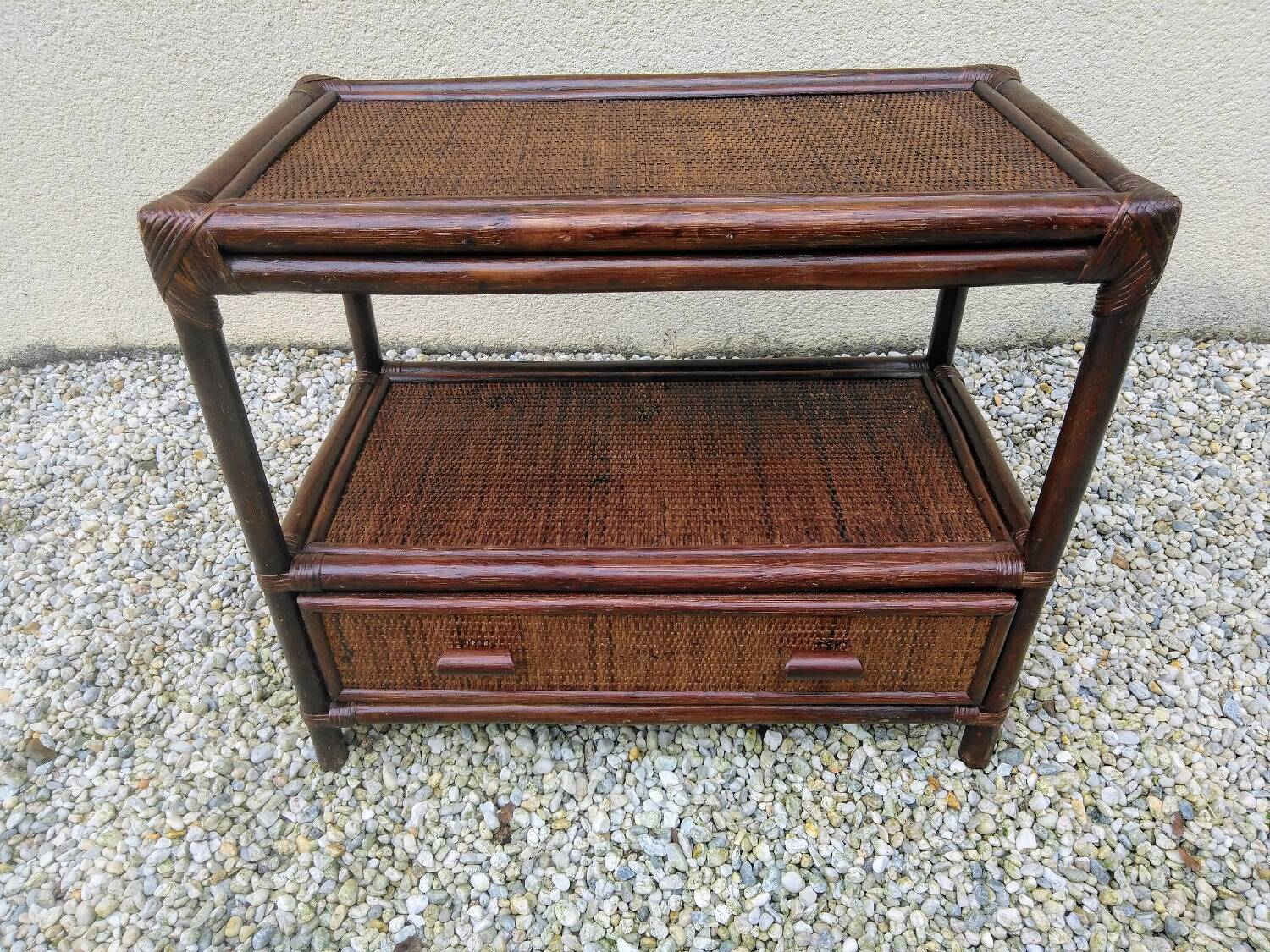 Vintage rattan storage unit