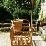 Children's bed in vintage rattan from the 1950s