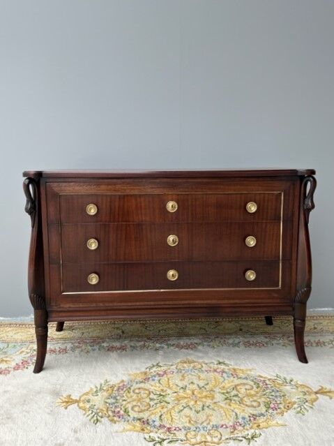 Empire style chest of drawers with gooseneck
