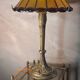 Large solid bronze art nouveau lamp 1900, tiffany lampshade 55x30 inter with zipper