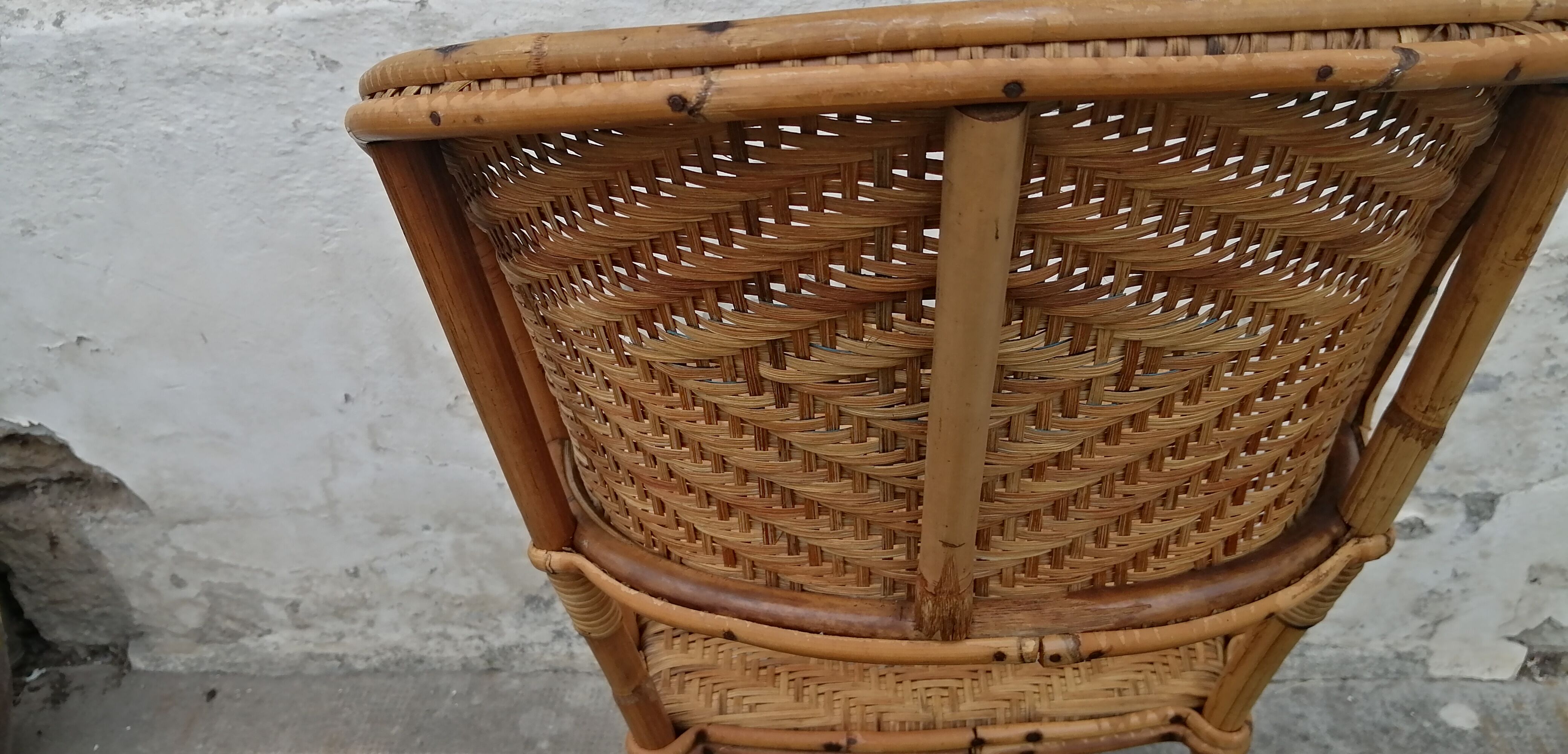Antique rattan bistro chair