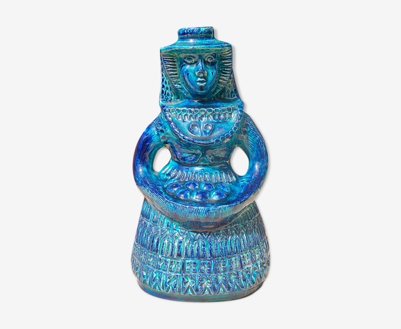 Figurine en céramique de femme avec corbeille de fruits, Allemagne des années 1960