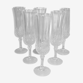 Série de 6 flûtes à Champagne en cristal d'Arques modèle Longchamp 14,5 cl
