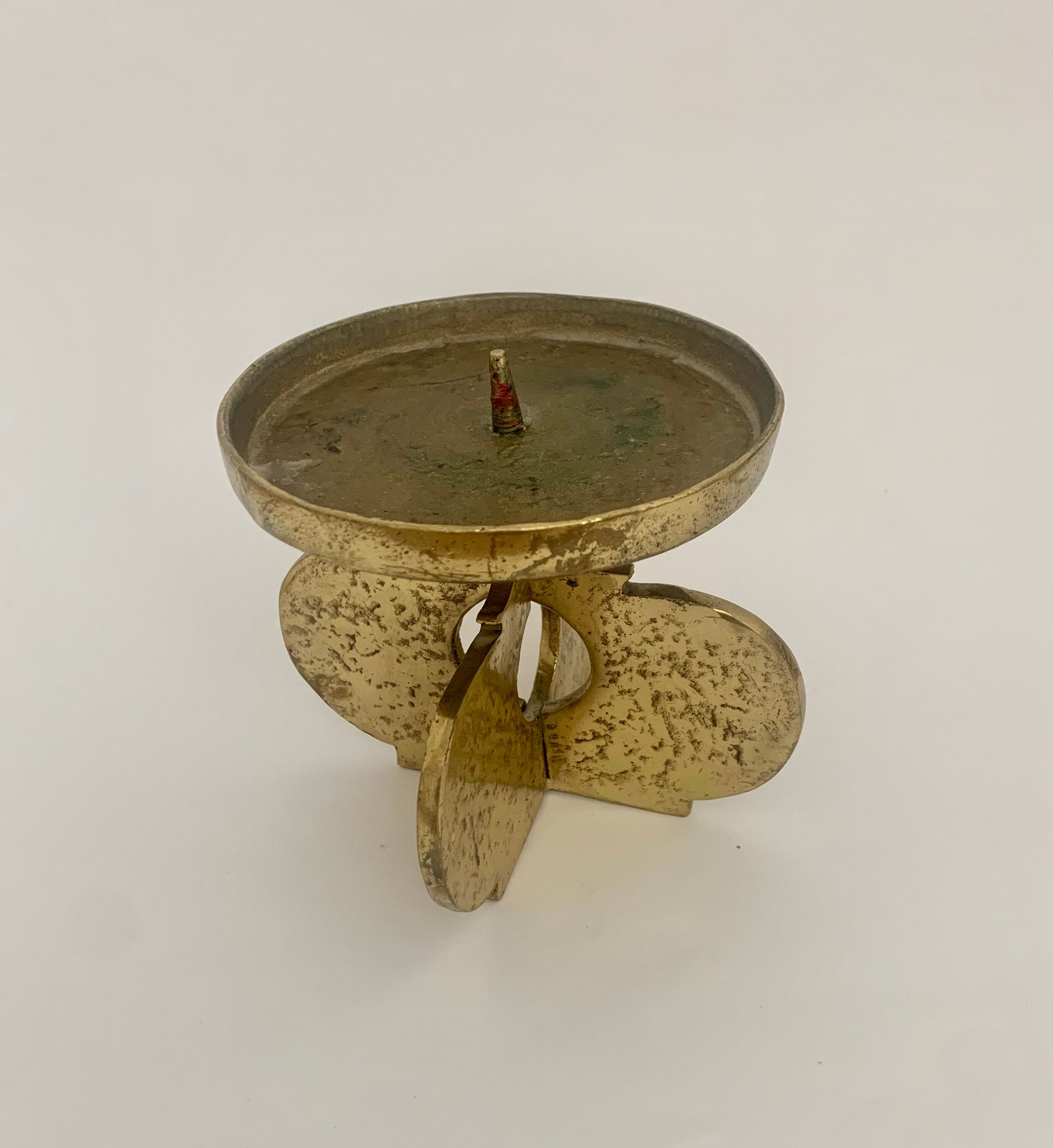 Brutalist bronze candleholder, 1970s
