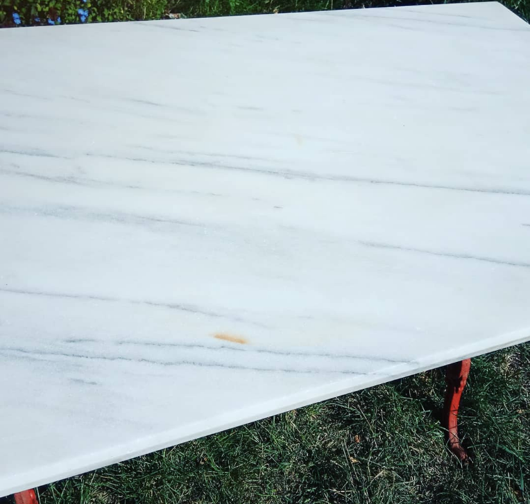 Marble and cast iron bistro table