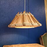 Suspension en bois et tissu, années 60