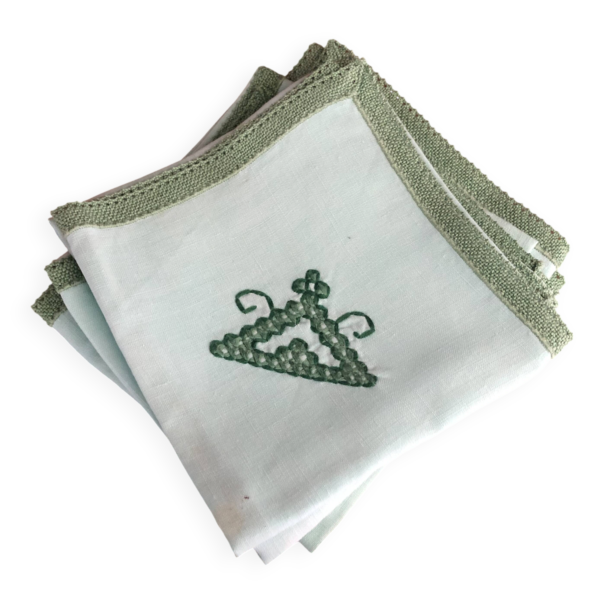 8 vintage hand-embroidered napkins - 38x38 cm - Cotton