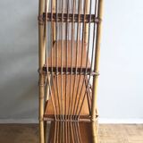 1960s rattan and wood shelf