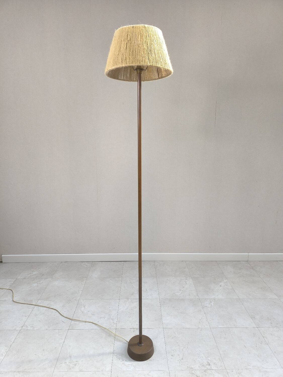 Copper and rope floor lamp circa 1950