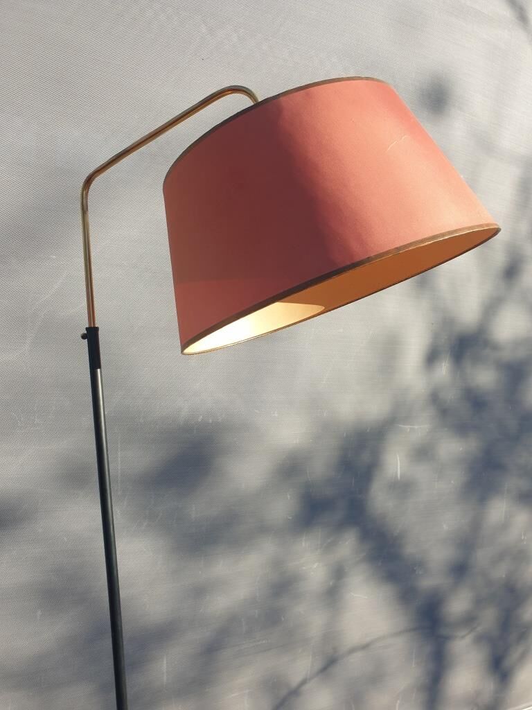 1950 floor lamp with ball head and magazine holders brass ball fasteners