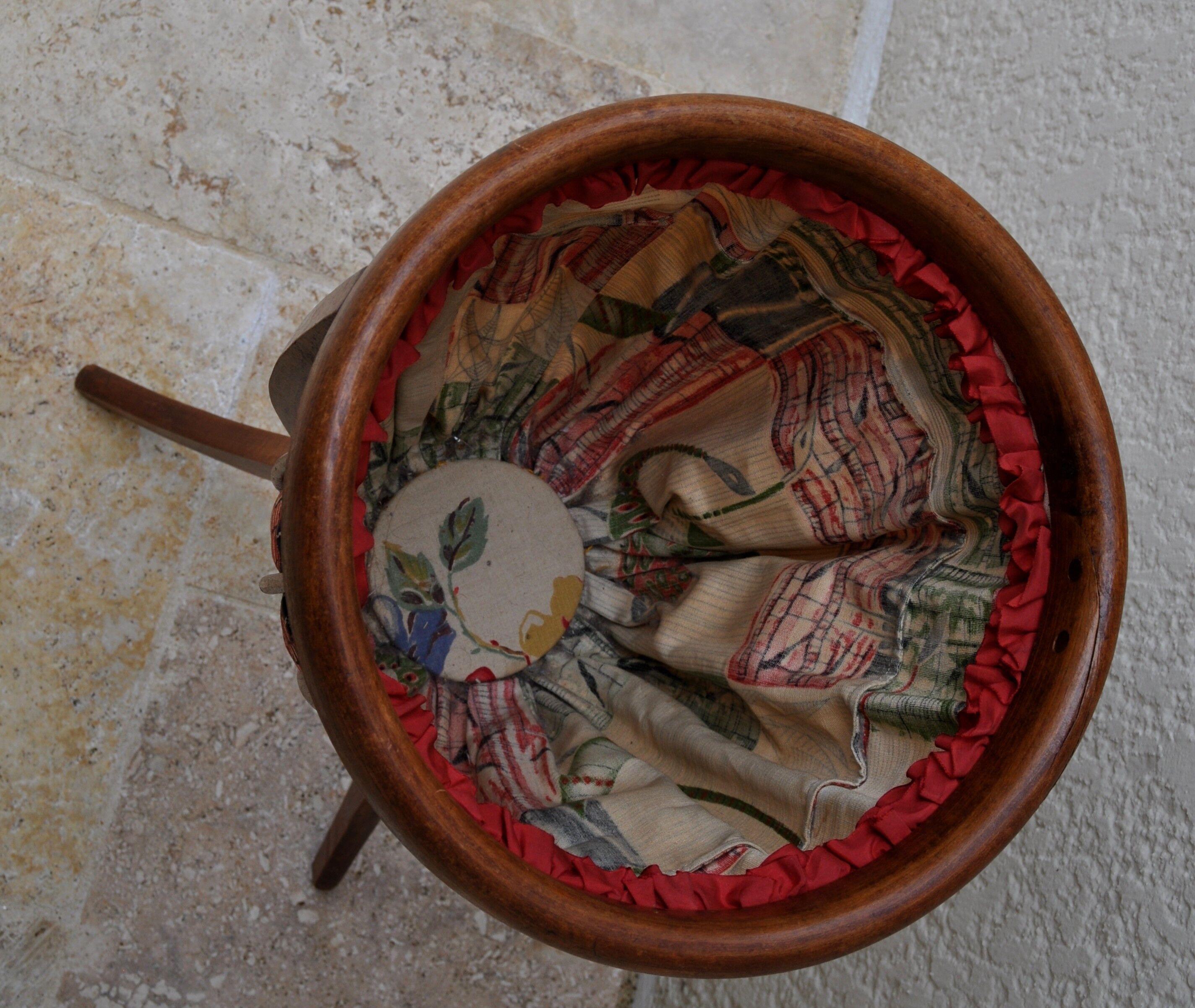 Vintage ball sewing basket