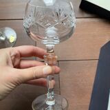 6 engraved crystal stemmed glasses